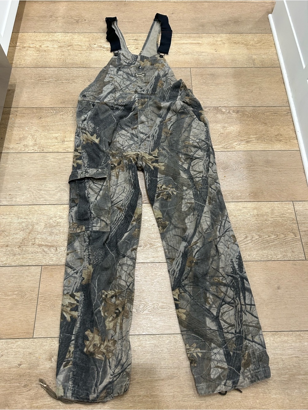 Vintage Spartan Bib Overalls Mens Large Advantage Hardwoods Hunting Camo Outdoor